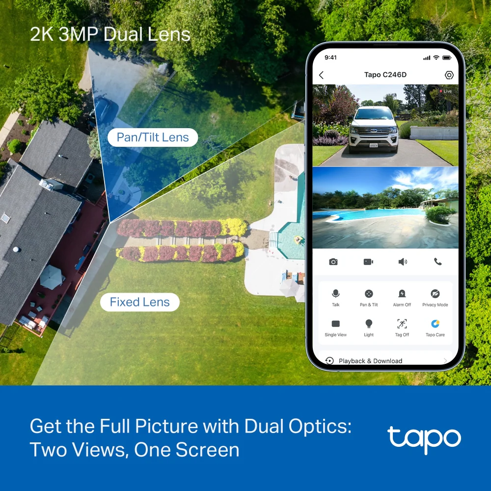 Tapo C246D | Dual-Lens Pan/Tilt Security Camera, Dual 2K 3MP, AI Detection - Image 4