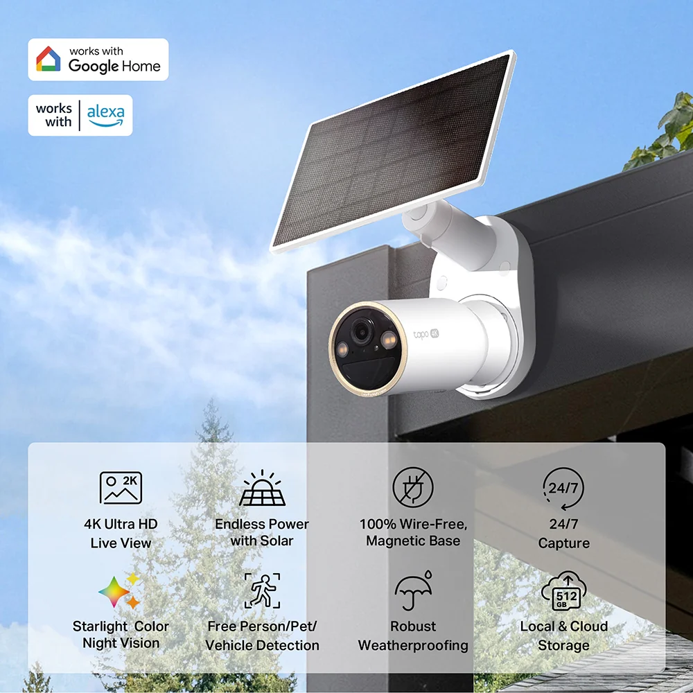 Tapo C460 Series | Solar/Battery Outdoor Camera, 4K 8MP, Free AI Detection, Starlight Colour Night Vision - Image 4