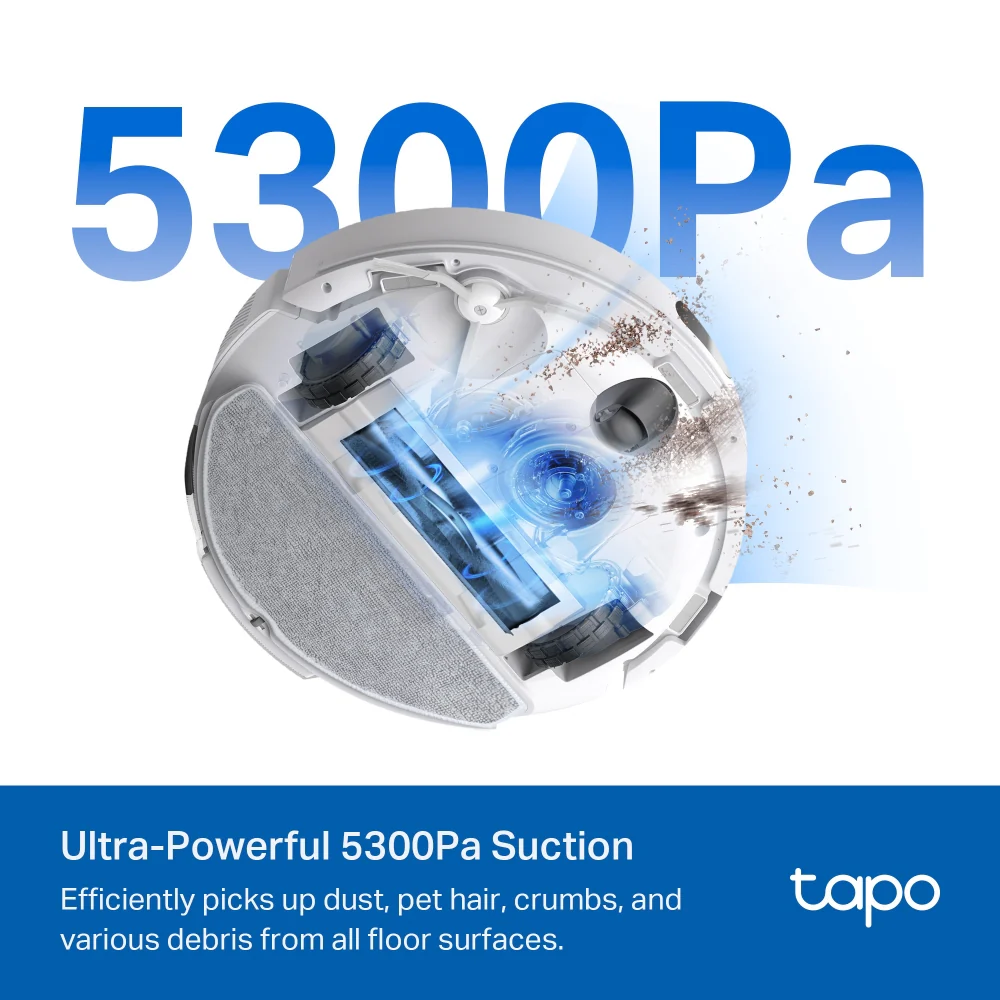 Tapo RV30 Max Plus White | Robot Vacuum & Mop with Auto-Empty Dock, 5300Pa Suction, LiDAR Navigation - Image 5