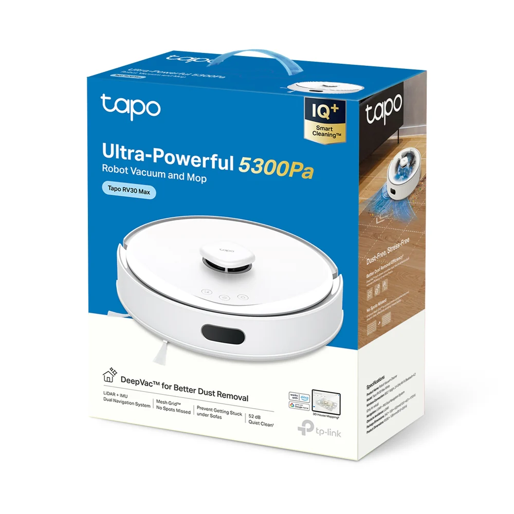 Tapo RV30 Max White | Robot Vacuum & Mop, 5300Pa Suction, LiDAR Navigation - Image 11