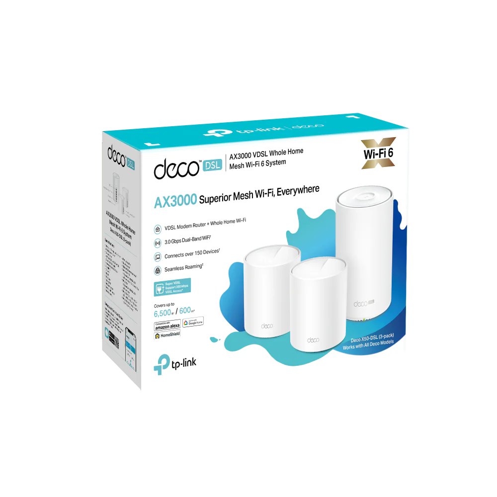 Deco X50-DSL | AX3000 VDSL Whole Home Mesh WiFi 6 System - (3-pack) - Refurbished - Image 6