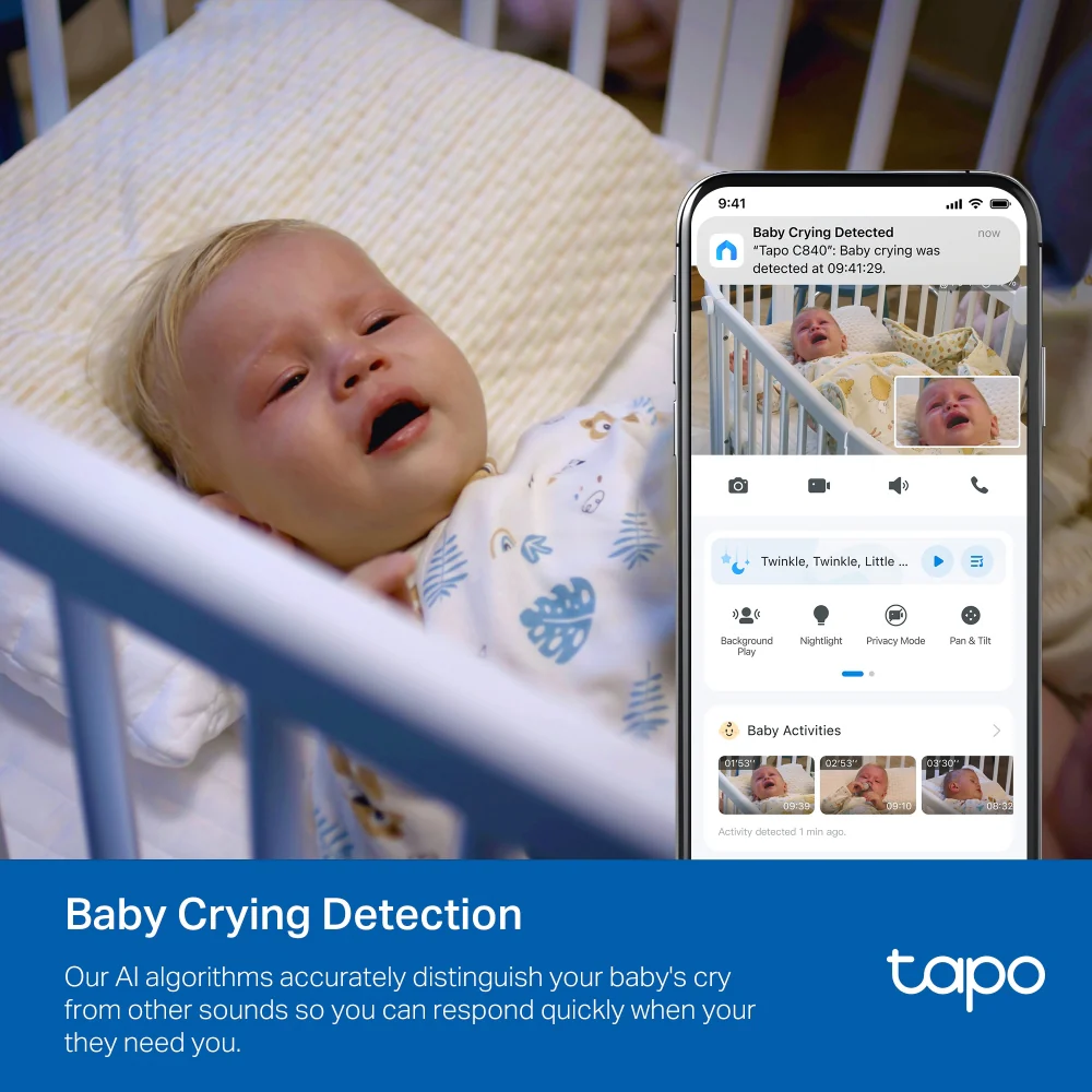 Tapo C840 | Dual-Lens Smart Baby Camera, 2K + 1080P, Baby Cry Detection - Image 7