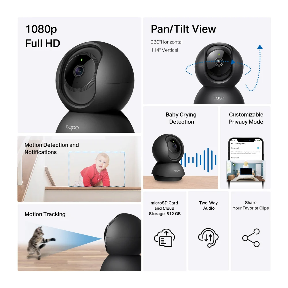 Tapo C201 | Pan/Tilt Home Security Camera, 1080P, Night Vision - Image 2