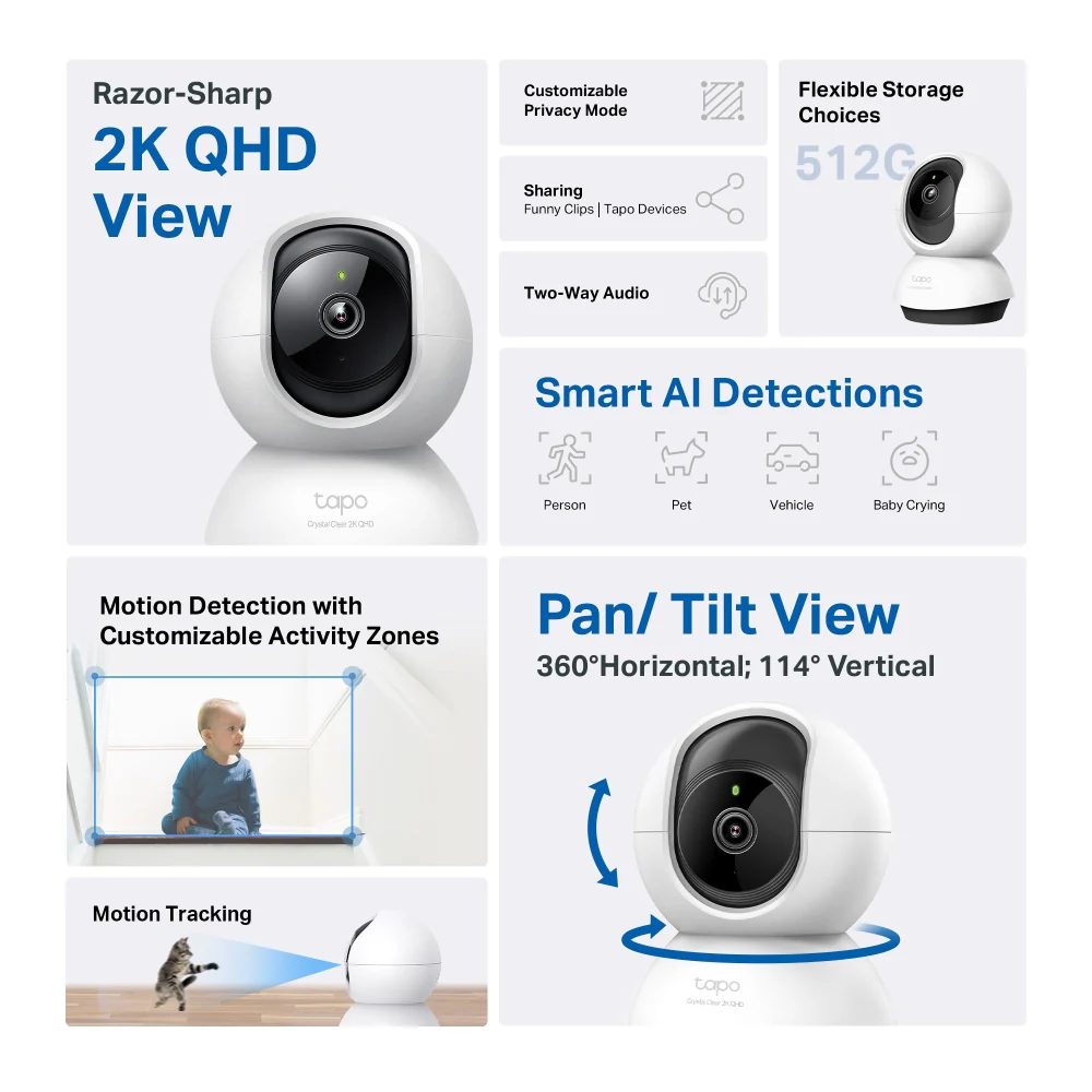 Tapo C220 | Pan/Tilt AI Home Security Wi-Fi Camera, 2K 4MP, Free AI Detection, Two-Way Audio - Image 2
