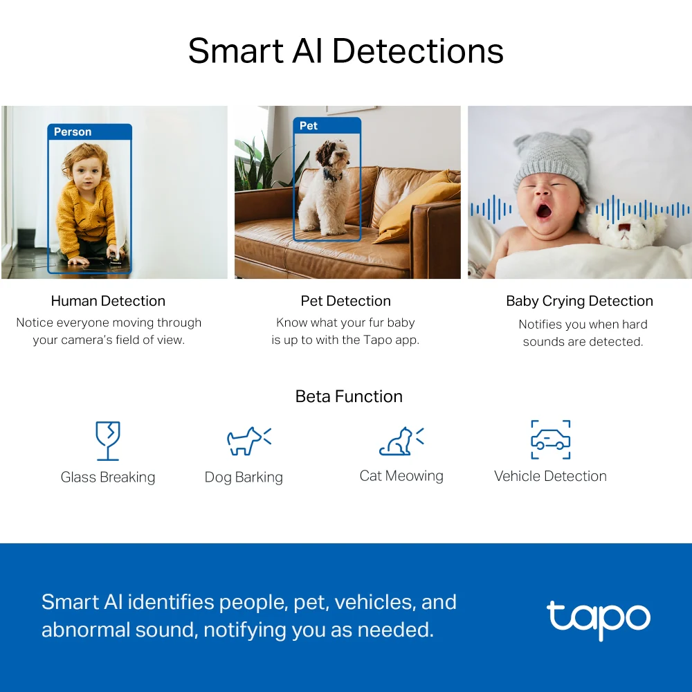 Tapo C220 | Pan/Tilt AI Home Security Wi-Fi Camera, 2K 4MP, Free AI Detection, Two-Way Audio - Image 5