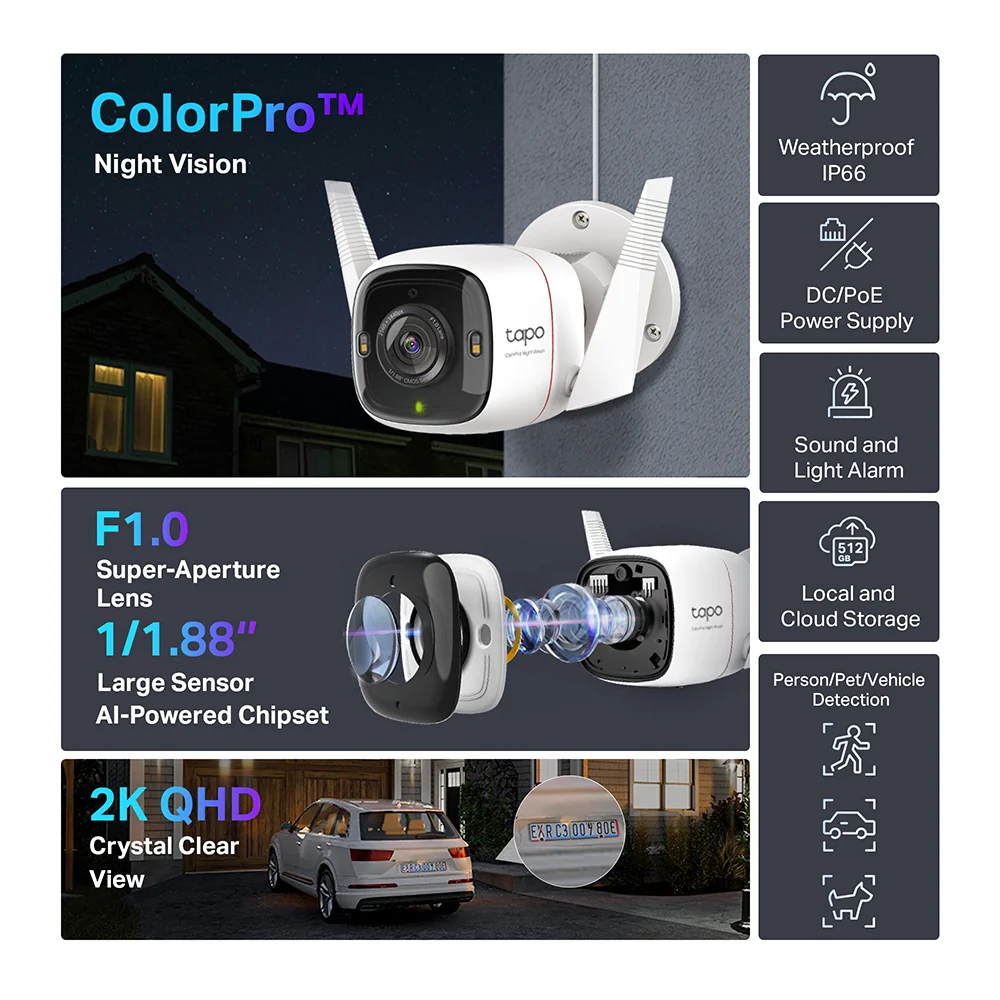 Tapo C325WB | Outdoor Security Wi-Fi Camera, 2K QHD, ColorPro Night Vision - Image 3