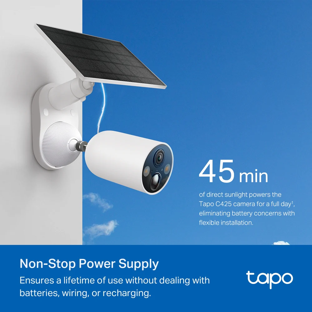 Tapo C425 KIT | Solar-Powered Security Camera Kit, 2K QHD, Colour Night Vision, Free AI Detection - Image 6