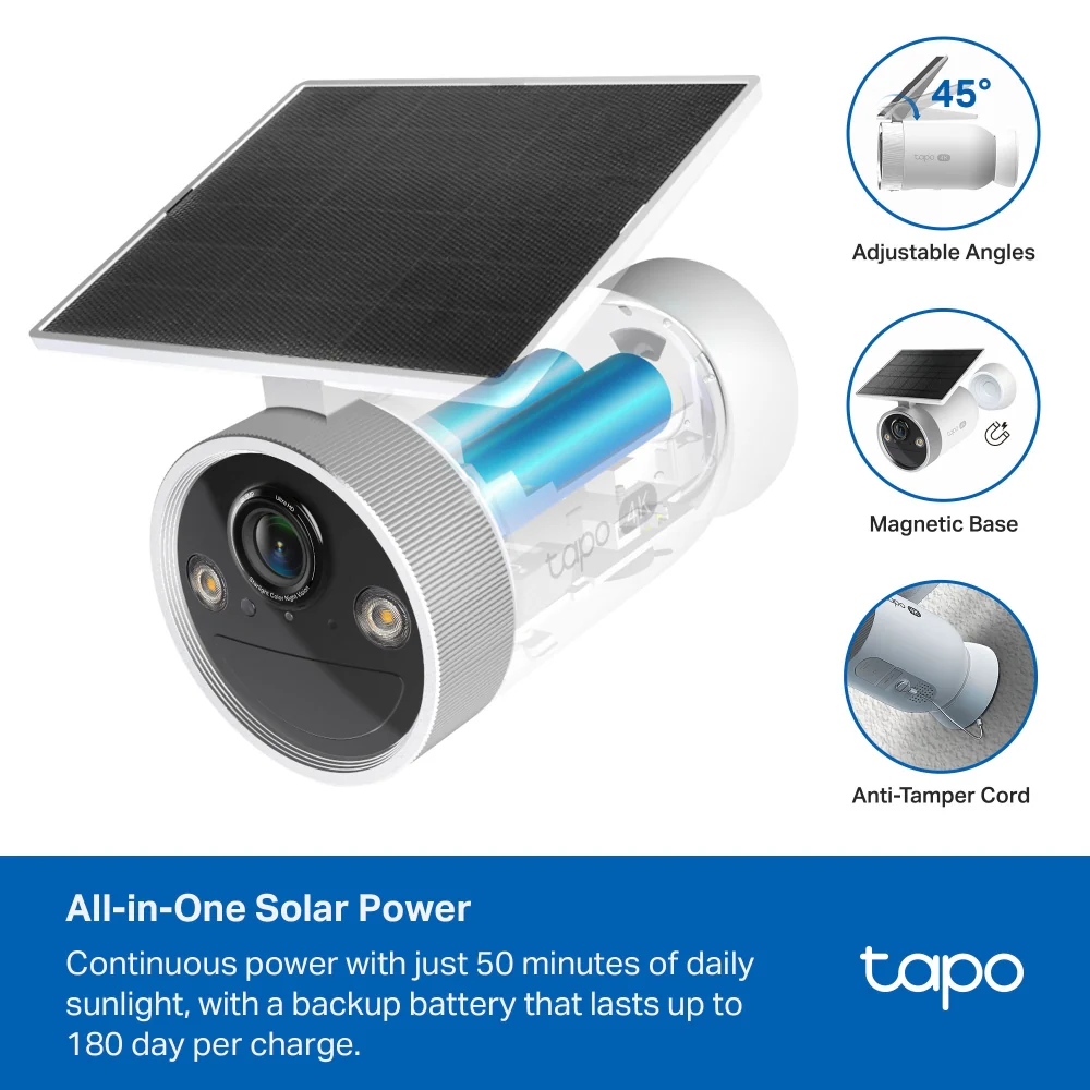 Tapo C465 | Solar Security Camera, 4K 8MP, AI Detection - Image 4