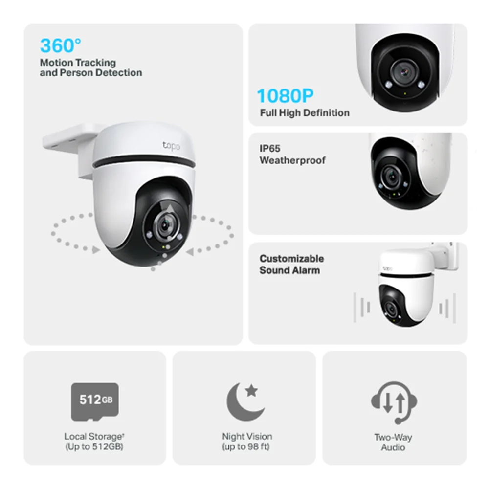 Tapo C500 | Outdoor Pan/Tilt Security Wi-Fi Camera, 1080P, Night Vision, 24/7, Two-Way Audio - Image 2
