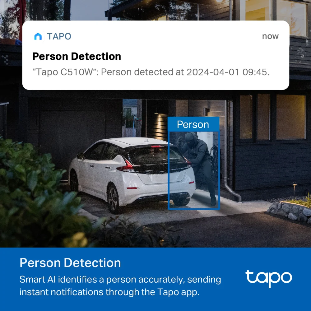 Tapo C510W | Outdoor Pan/Tilt Security Wi-Fi Camera, 2K, Colour Night Vision, Local / Cloud Storage - Image 7