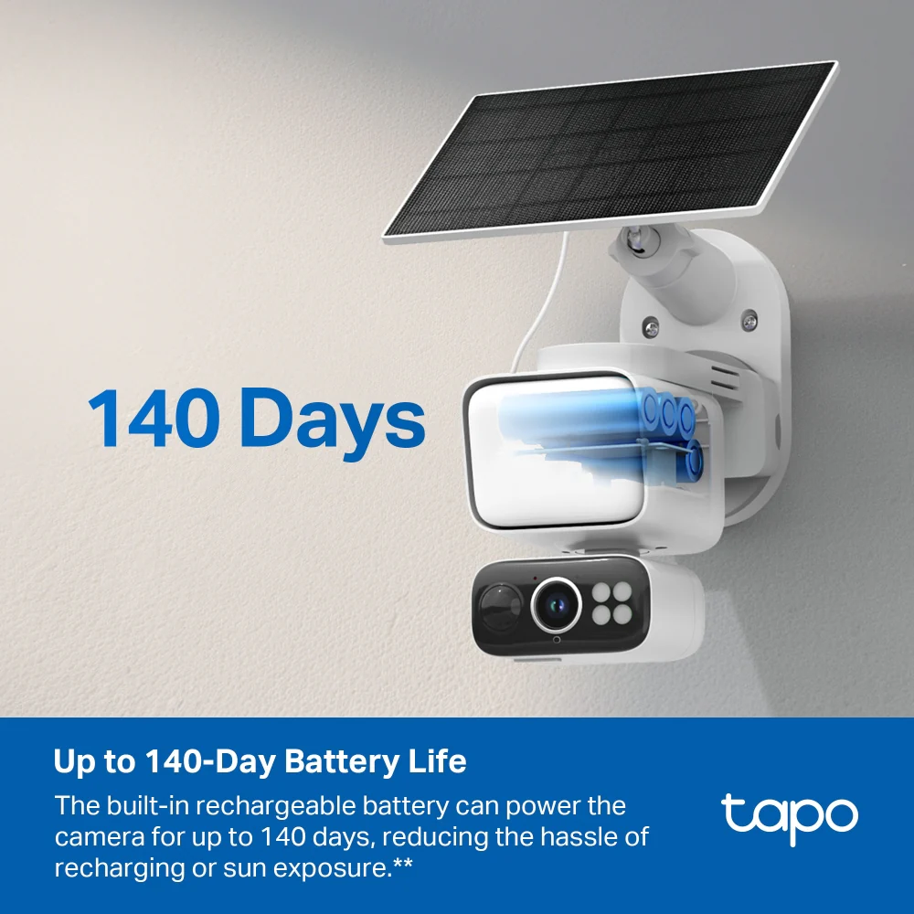 Tapo C615F KIT | Solar Floodlight Pan/Tilt Security Camera Kit, 2K 3MP, AI Tracking - Image 4