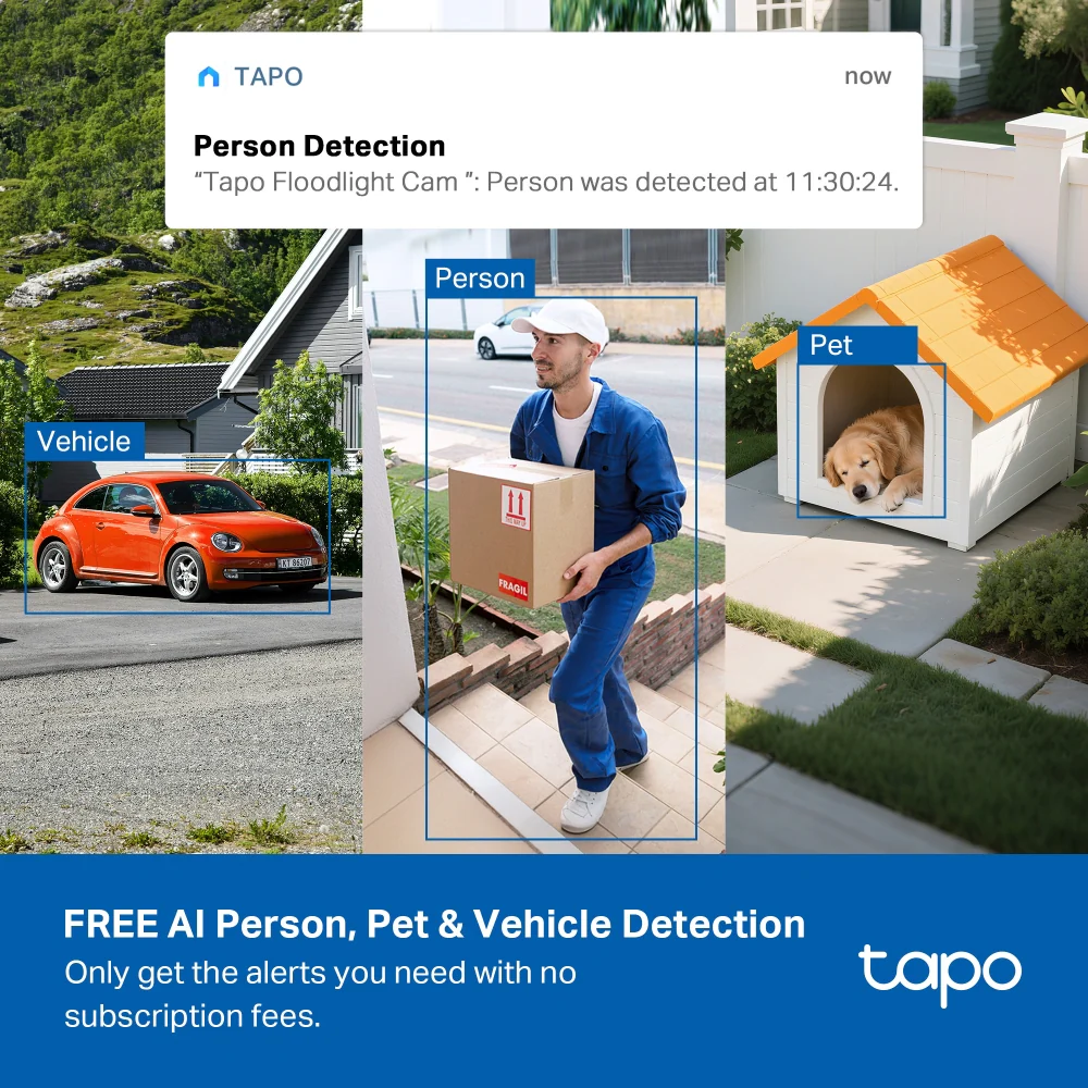 Tapo C615F KIT | Solar Floodlight Pan/Tilt Security Camera Kit, 2K 3MP, AI Tracking - Image 5