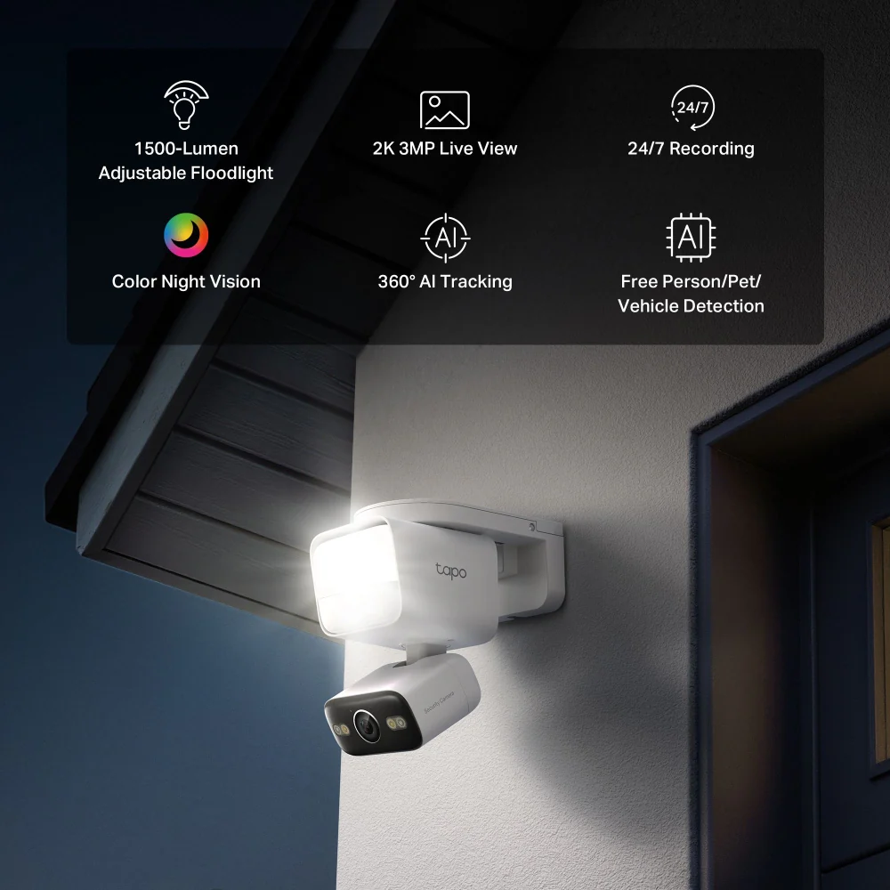 Tapo C710 | Outdoor Pan/Tilt Floodlight Camera, 2K 3MP, AI Tracking - Image 3