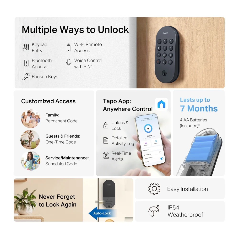Tapo DL100 | Smart Door Lock, Multiple Unlock Methods - Image 2