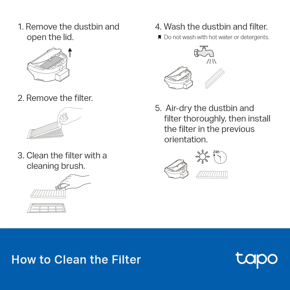 Tapo RVA100 | Tapo Robot Vacuum Replacement Kit, Compatible with Tapo RV30 Plus, RV30, RV30C Mop Plus, RV30C Mop, RV10 Plus & RV10 - Image 10