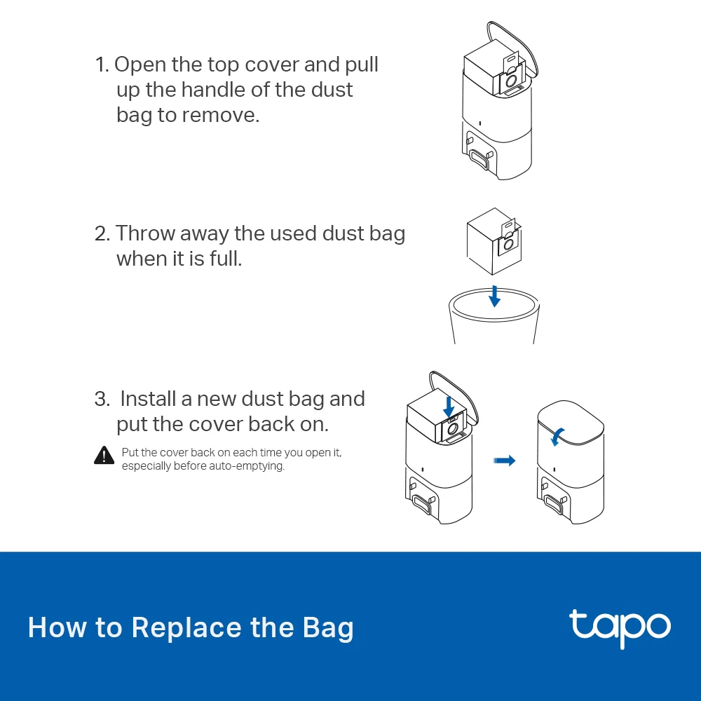Tapo RVA202 | Tapo Robot Vacuum 3L Disposable Dust Bag (5-Pack), Compatible with Tapo RV30 Max Plus & RV20 Max Plus - Image 4