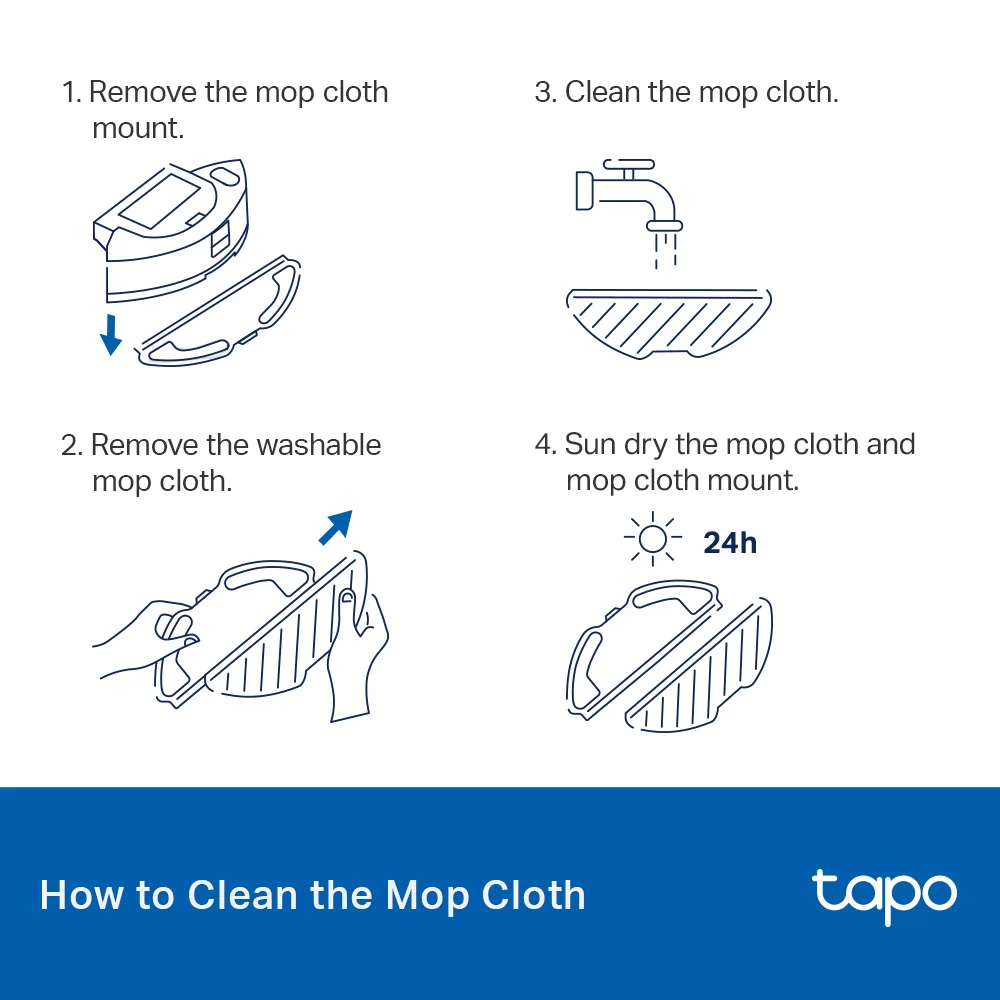 Tapo RVA300 | Tapo Robot Vacuum Washable Mop Cloth (3-Pack), Compatible with Tapo RV30 Plus, RV30, RV30C Mop Plus, RV30C Mop, RV20 Mop Plus, RV20 Mop, RV10 Plus & RV10 - Image 3