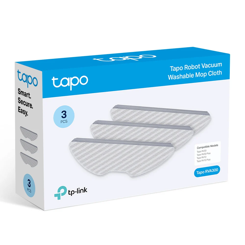 Tapo RVA300 | Tapo Robot Vacuum Washable Mop Cloth (3-Pack), Compatible with Tapo RV30 Plus, RV30, RV30C Mop Plus, RV30C Mop, RV20 Mop Plus, RV20 Mop, RV10 Plus & RV10 - Image 4