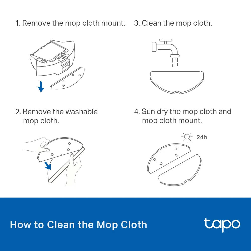 Tapo RVA301 | Tapo Robot Vacuum Washable Mop Cloth (5-Pack), Compatible with Tapo RV30 Max Plus, RV30 Max, RV20 Max Plus & RV20 Max - Image 3
