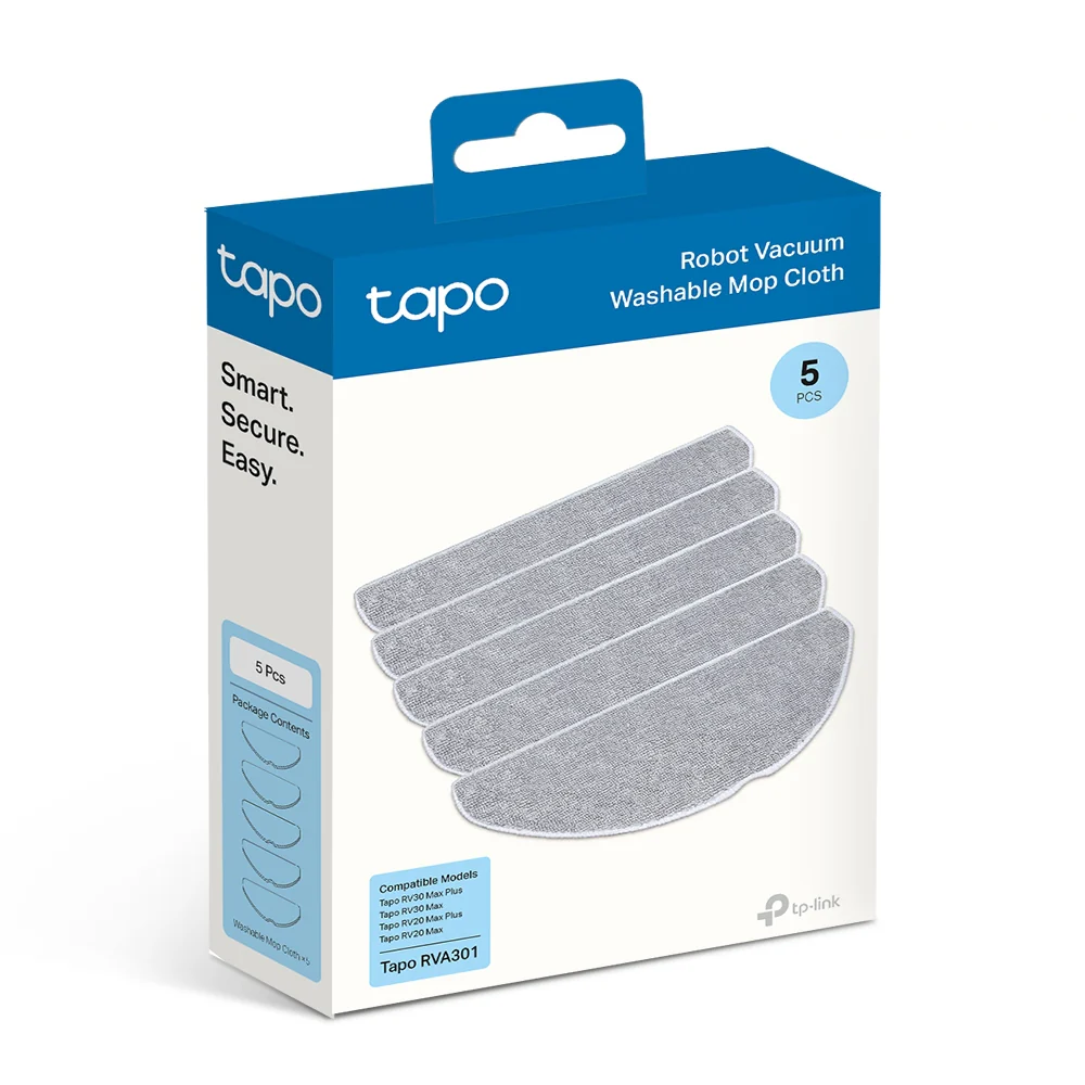 Tapo RVA301 | Tapo Robot Vacuum Washable Mop Cloth (5-Pack), Compatible with Tapo RV30 Max Plus, RV30 Max, RV20 Max Plus & RV20 Max - Image 4