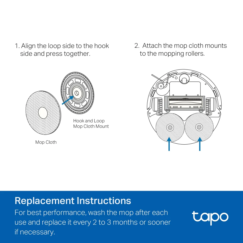 Tapo RVA310 | Robot Vacuum Washable Mop Cloth (6-Pack), Compatible with RV50 Series - Image 4