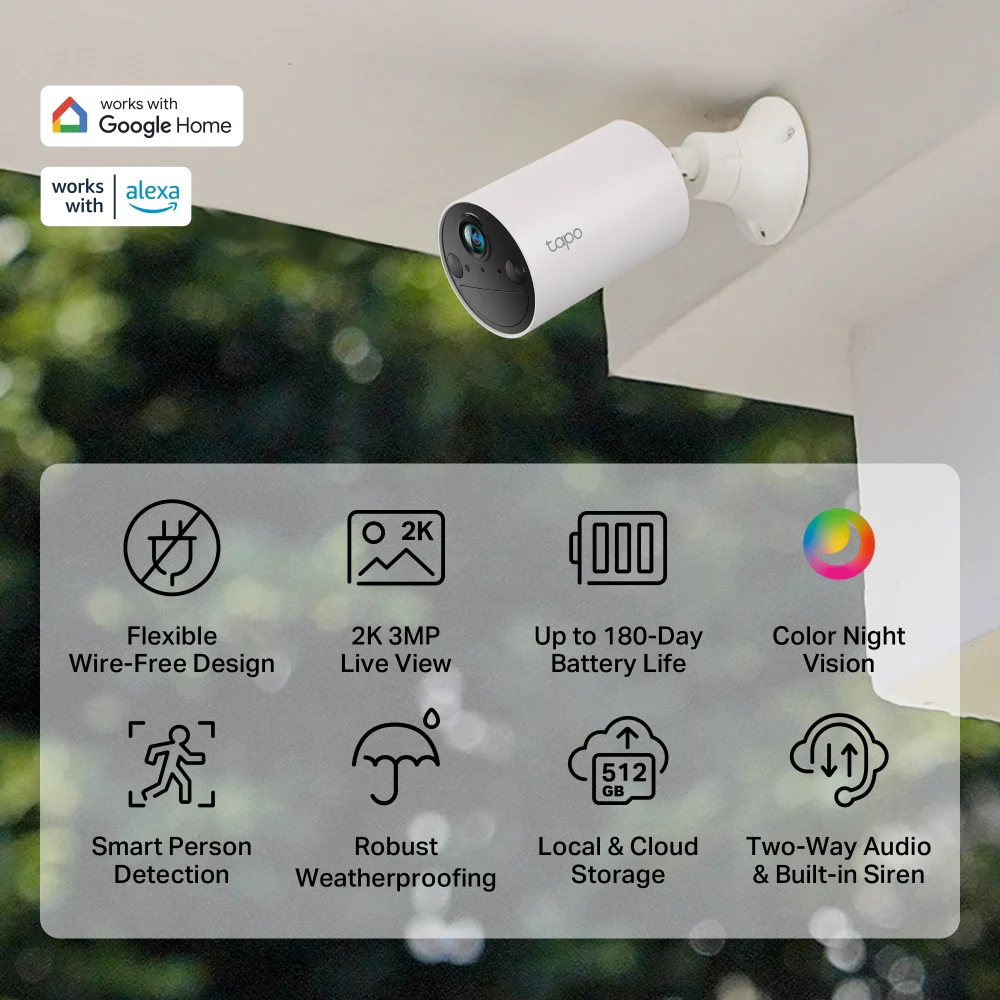 TC82 Series | Solar/Battery Outdoor Camera, 2K 3MP, Colour Night Vision, Free AI Detection - Image 5