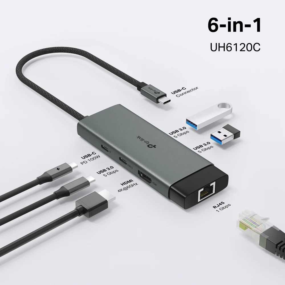 UH6120C | USB-C 6-in-1 Hub, 4K@60Hz HDMI, 100W Power Delivery - Image 12
