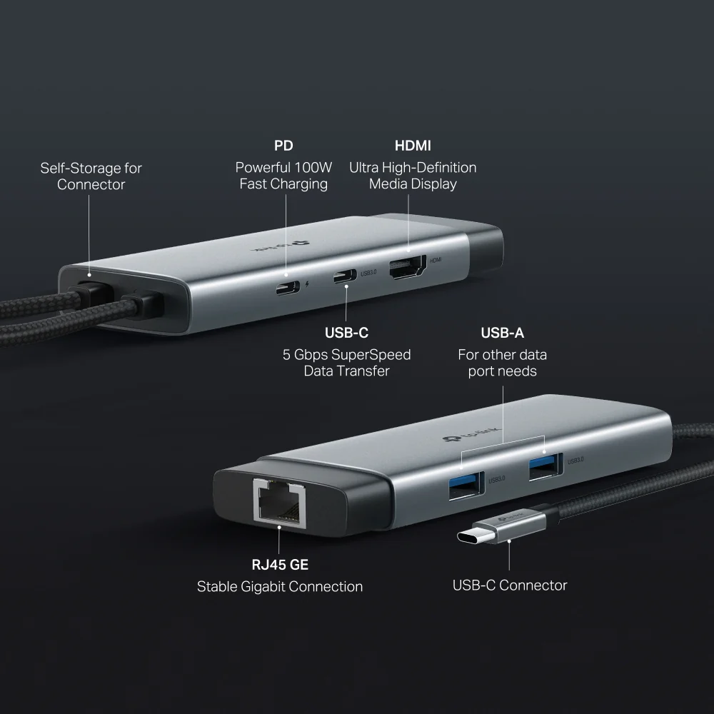 UH6120C | USB-C 6-in-1 Hub, 4K@60Hz HDMI, 100W Power Delivery - Image 5