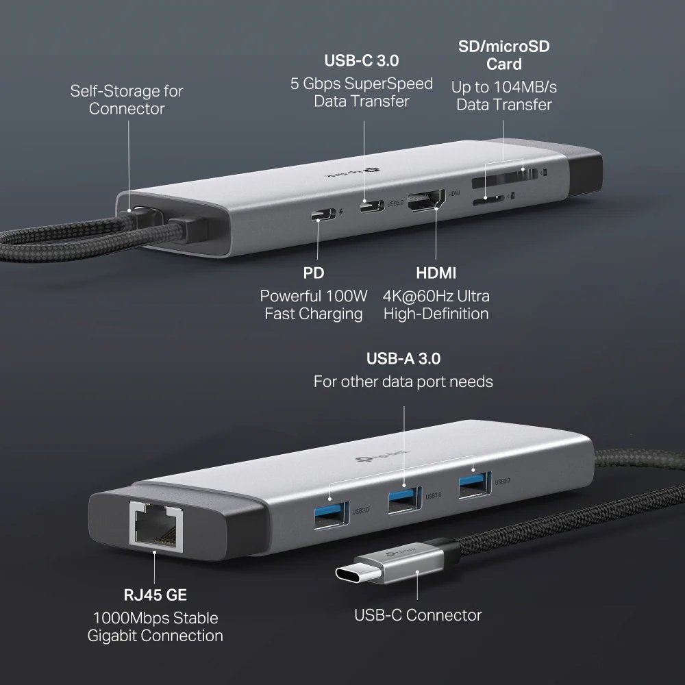 UH9120C | USB-C 9-in-1 Hub, 4K@60Hz HDMI, 100W Power Delivery - Image 3